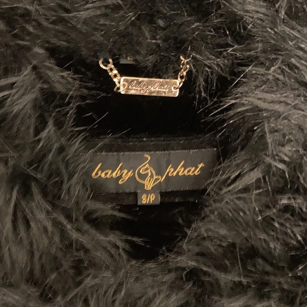 Baby Phat Black Leather Jacket with Faux Fur - Picture 15 of 15
